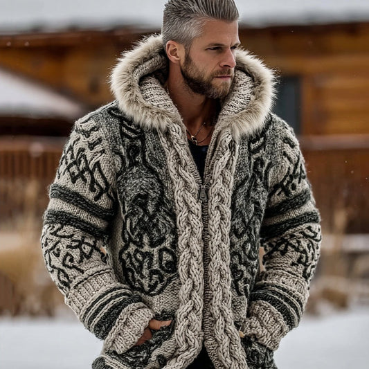 Chaqueta Estilo Vikingo para Hombre con Cierre y Bolsillos Dobles