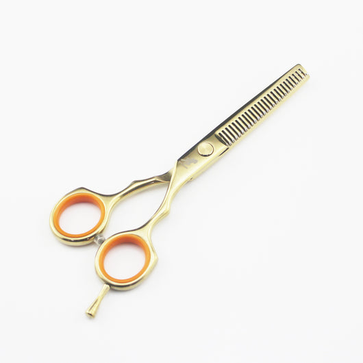Tijeras de Peluquería Profesionales 5.5" con Mango Dorado Simétrrico - Image 10