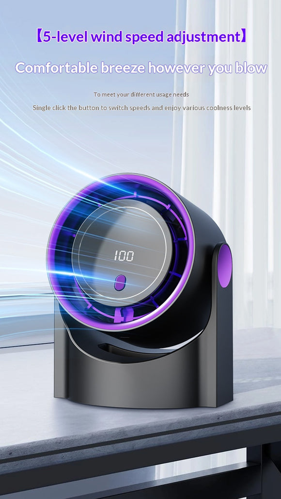 Ventilador de Escritorio con Pantalla Digital y Batería Recargable