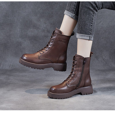 Botines de Cuero Suave para Mujer con Tacón Robusto y Forro de Felpa - Image 12