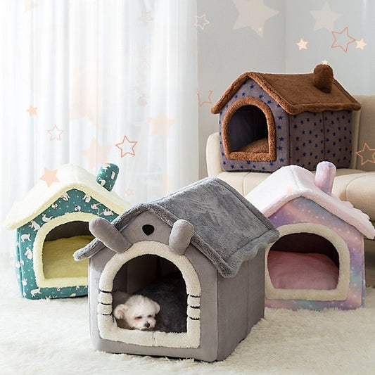 Cama Acogedora para Mascotas Pequeñas - Casa Perro Gato 4 Estaciones