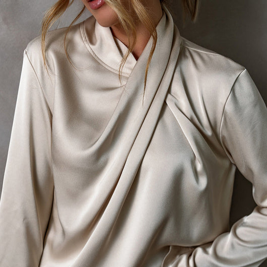 Blusa de Satén y Gasa en Colores Sólidos - Image 2