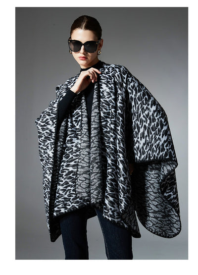 Chal Cruzado Estampado Leopardo Negro - Versátil para Primavera, Otoño e Invierno - Image 20