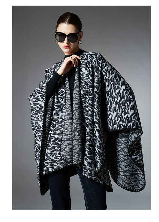Chal Cruzado Estampado Leopardo Negro - Versátil para Primavera, Otoño e Invierno - Image 20