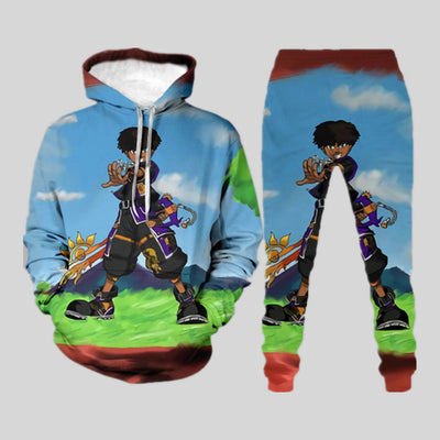 Conjunto de Sudadera y Pantalón Holgado con Impresión Digital 3D - Image 23