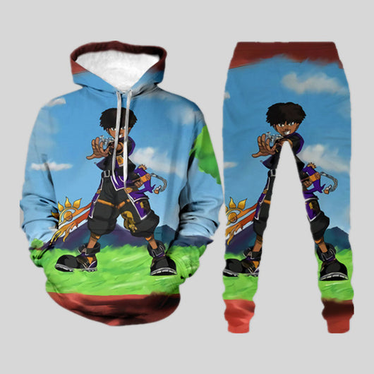 Conjunto de Sudadera y Pantalón Holgado con Impresión Digital 3D - Image 23