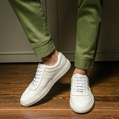 Zapatos Casuales de Cuero Blanco para Hombre - Punta Reforzada - Image 9