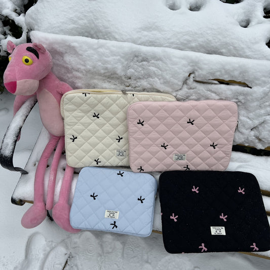 Bolsa Organizadora para Cuadernos con Bordado de Rombos y Moño