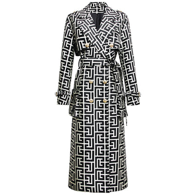 Gabardina Larga Negra Estampada - Image 8