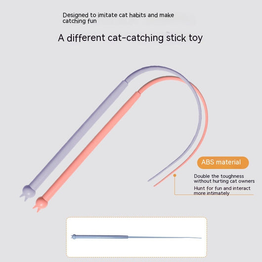 Blue silicone replaceable cat playing rod, 77cm long, with a flexible tip for interactive pet play. - Image 3