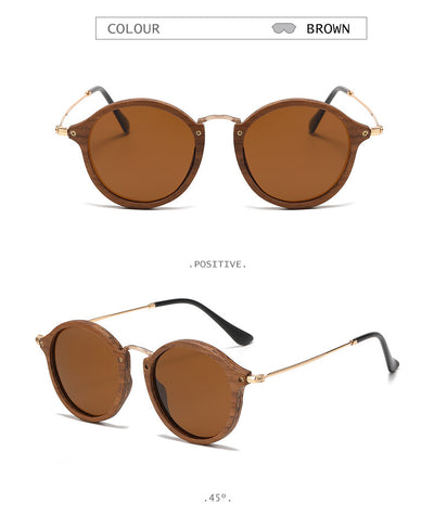 Gafas de Sol Redondas en Madera de Nogal - Estilo Casual Versátil - Image 12
