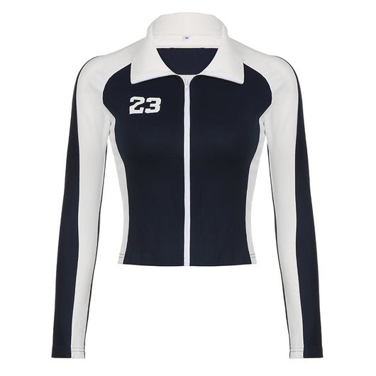 Chaqueta Polo Patchwork Contraste Blanco y Negro Estilo Locomotora Hot Girl - Image 6