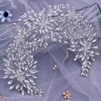 Diadema Nupcial con Cristales Brillantes y Flores de Aleación - Image 12
