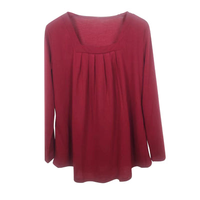 Blusa Plisada Cuello Cuadrado Manga Larga Talla Grande Algodón Imitación - Image 22