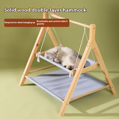 Hamaca Doble para Gatos de Madera - Cama Térmica 4 Estaciones - Image 3