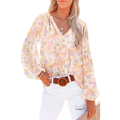 Blusa Floral de Gasa Suelta con Cuello en V - Image 21