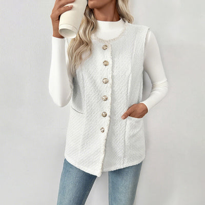 Chaleco Cardigan Elegante de Color Sólido para Mujer - Image 4