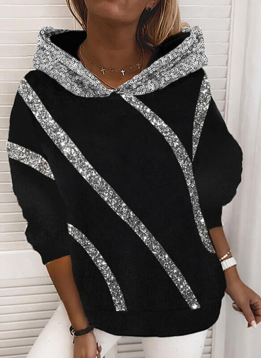 Sudadera con capucha estampado de lentejuelas para mujer - Image 15