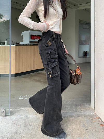 Jeans Acampanados Lavados Estilo Vintage con Múltiples Bolsillos - Image 15