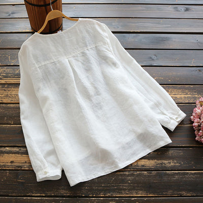 Blusa Vintage con Cuello en V y Bordado Artesanal - Image 12