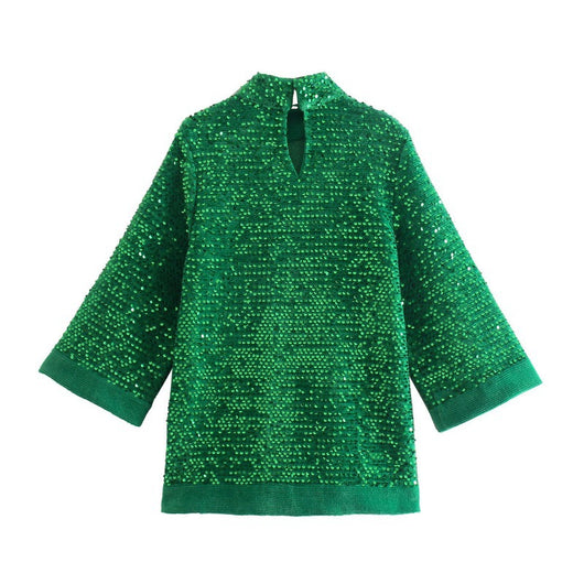 Blusa Suelta de Lentejuelas Manga Larga para Mujer - Image 15