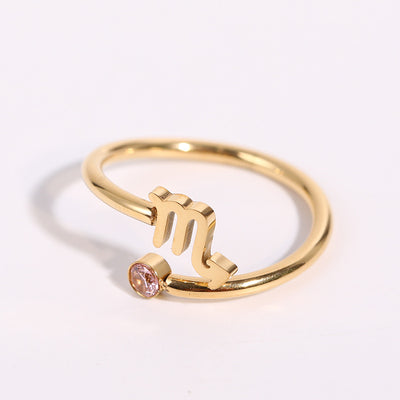 Anillo de Acero Inoxidable con Piedra de Nacimiento del Zodiaco - Image 11