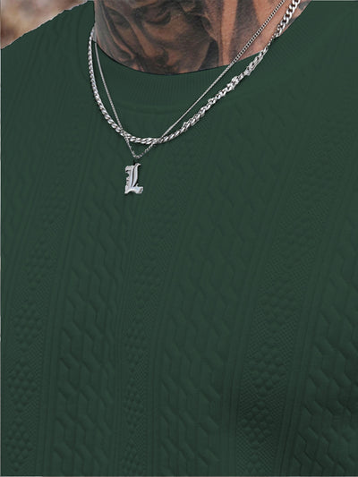 Playera Casual Holgada para Hombre con Cuello Redondo y Textura Jacquard - Image 30