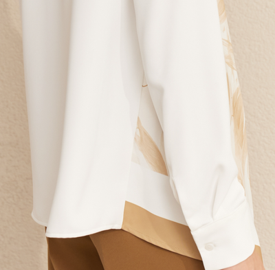 Blusa Satinada Blanca de Largo Medio con Diseño Asimétrico - Image 11