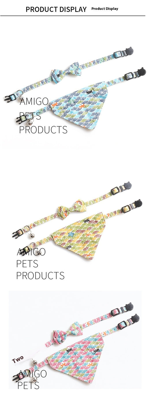 Collar para Gato Estilo Japonés con Patrón de Hierba y Moño Desmontable - Image 16
