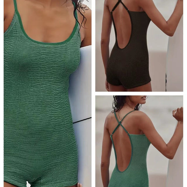 Traje de Baño Enterizo Espalda Descubierta Ajuste Ceñido para Mujer