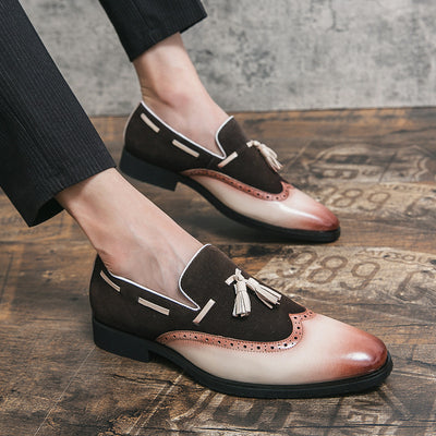 Mocasines de Cuero con Flecos Estilo Británico Punta Afilada Degradado - Image 14