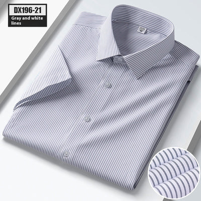 Camisa de Seda Rayas Manga Corta para Hombre - Estilo Verano - Image 6