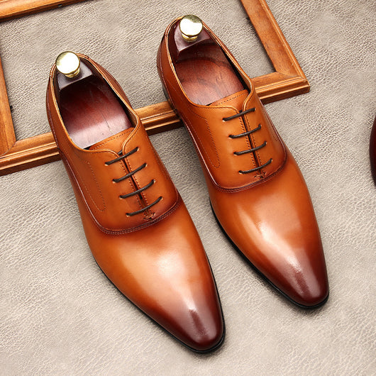 Zapatos Formales de Cuero con Cordones y Punta Afilada para Hombre - Image 4