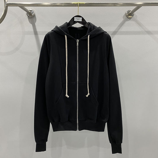 Sudadera Negra con Capucha y Cierre para Hombre