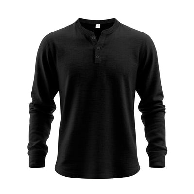 Camisa Henley Holgada de Manga Larga para Hombre - Image 30