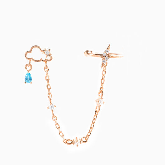 Aretes Colgantes de Oro Real con Zirconia y Clip para Cartílago - Image 19