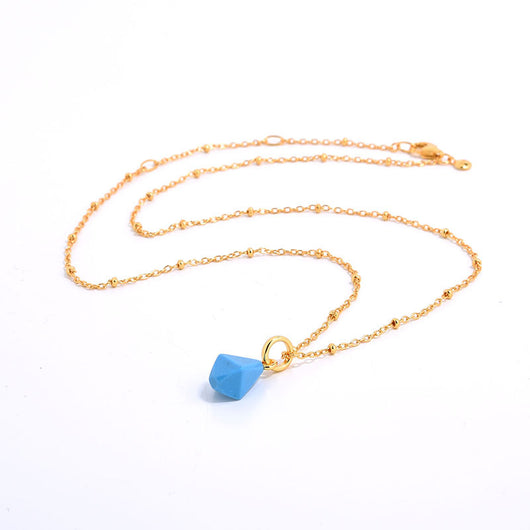 Collar Geométrico Ágata Azul Oro Natural con Ojo de Tigre 3D - Image 51