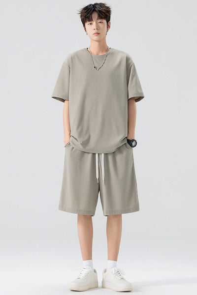 Conjunto de Pantalón y Camiseta Ice Silk para Hombre - Color Sólido - Image 17