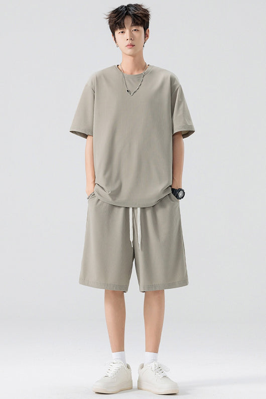 Conjunto de Pantalón y Camiseta Ice Silk para Hombre - Color Sólido - Image 17