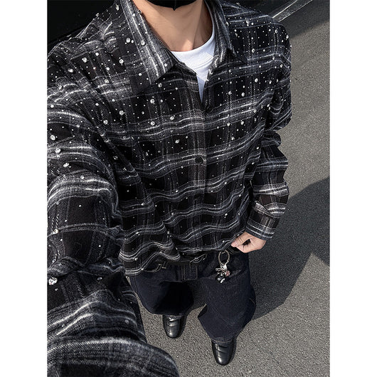 Camisa Retro Hombre con Bordado Estrellado y Detalles de Cristal - Image 7