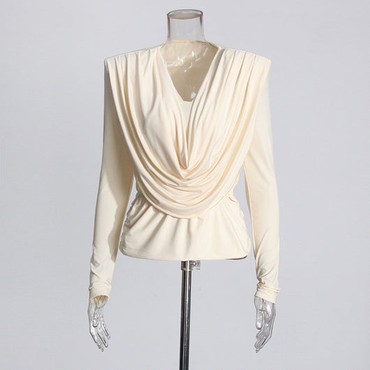 Blusa Ajustada con Cuello Camisero y Hombros Acolchados para Mujer - Image 7