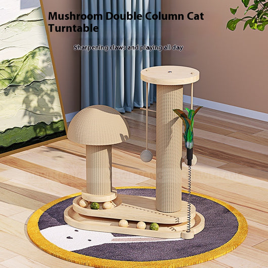 Rascador Giratorio de Madera Maciza para Gatos - Juguete Duradero