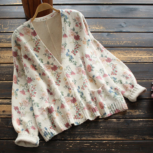 Cardigan Tejido con Estampado y Cuello en V de Manga Larga - Image 18
