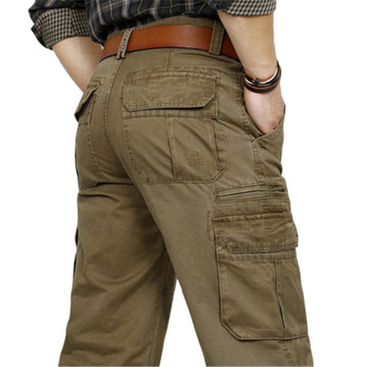 Pantalones Cargo Gruesos Casuales para Hombre - Corte Recto Algodón Puro - Image 9