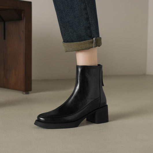 Botas Tobilleras de Cuero Genuino con Tacón Alto - Colección Otoño Invierno - Image 3