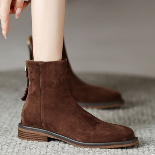 Botas Retro Francesas de Tacón Grueso y Punta Cuadrada para Mujer - Image 4