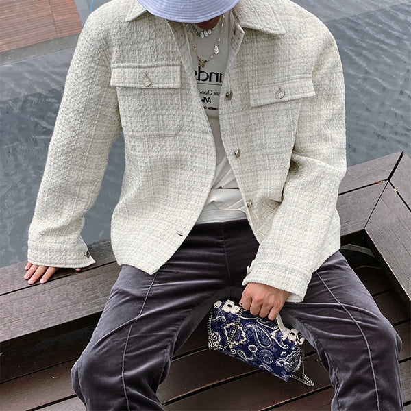 Chaqueta Casual Suelta de Solapa para Hombre - Manga Larga Estilo Street