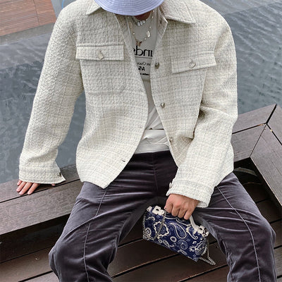 Chaqueta Casual Suelta de Solapa para Hombre - Manga Larga Estilo Street