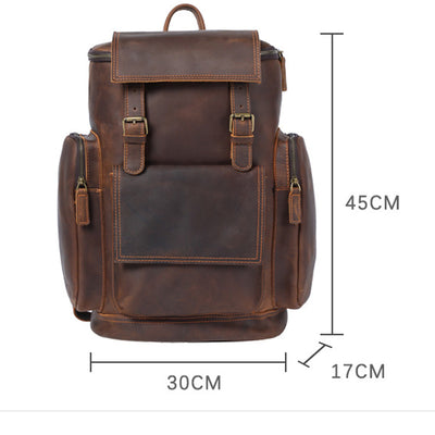 Mochila de Cuero Vintage Crazy Horse de Gran Capacidad - Image 6
