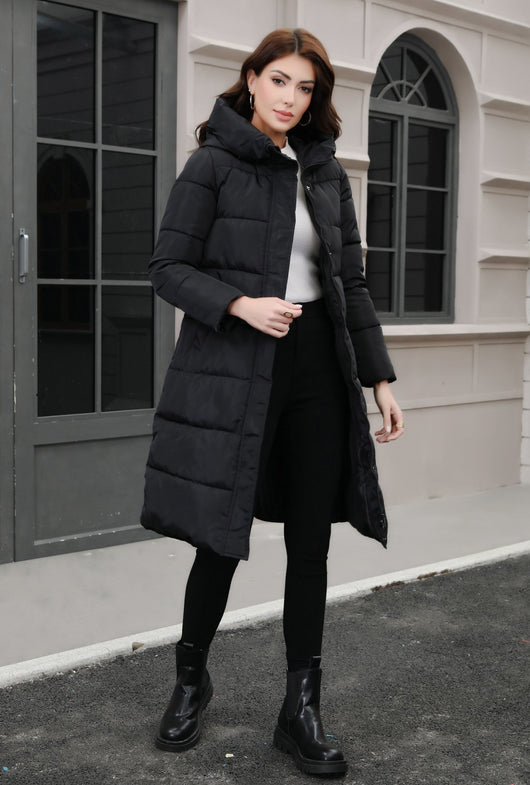 Chaqueta Larga de Algodón Grueso con Capucha - Ajuste Slim Resistente al Frío - Image 17